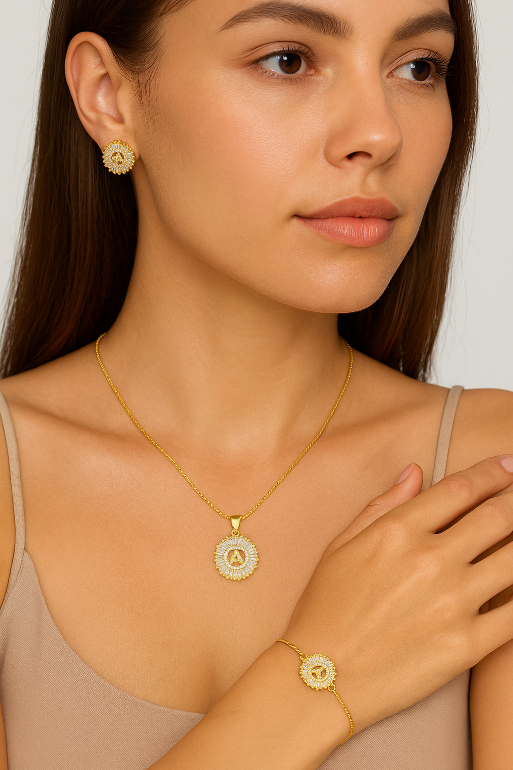 Zirkonia sieraad set - initialen